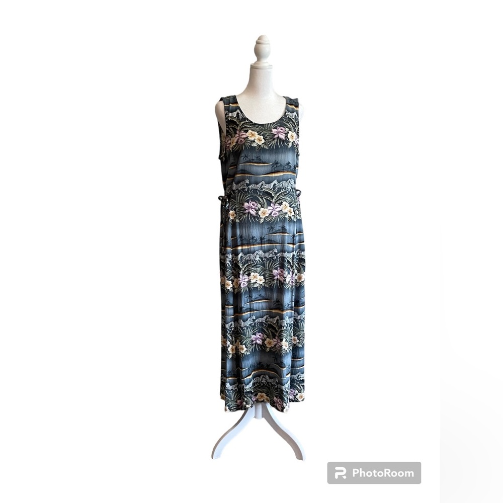 Tropical Maxi Dress, Size L, Rayon